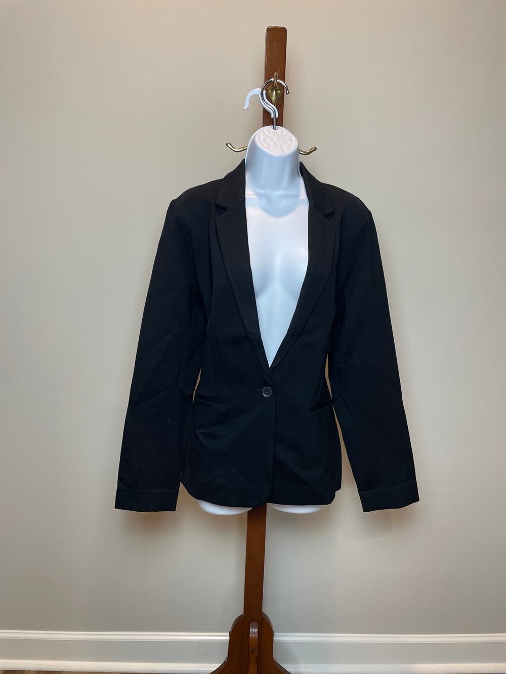 Express Stretch Tuxedo Single Button Blazer Black Size L